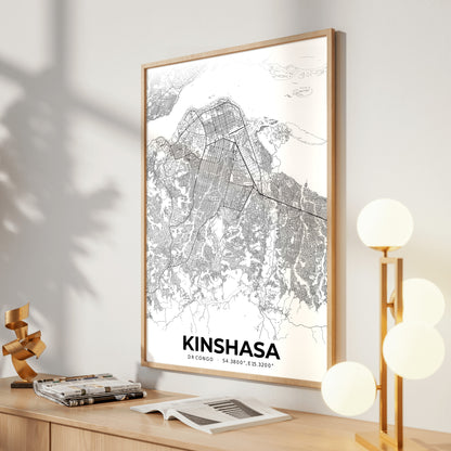 Kinshasa Elegant Map Poster