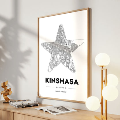 Kinshasa Star Map Poster