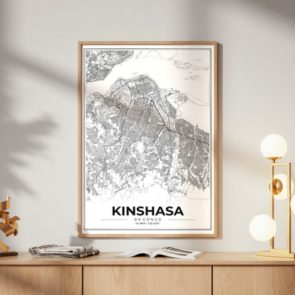 Kinshasa Modern Map Poster