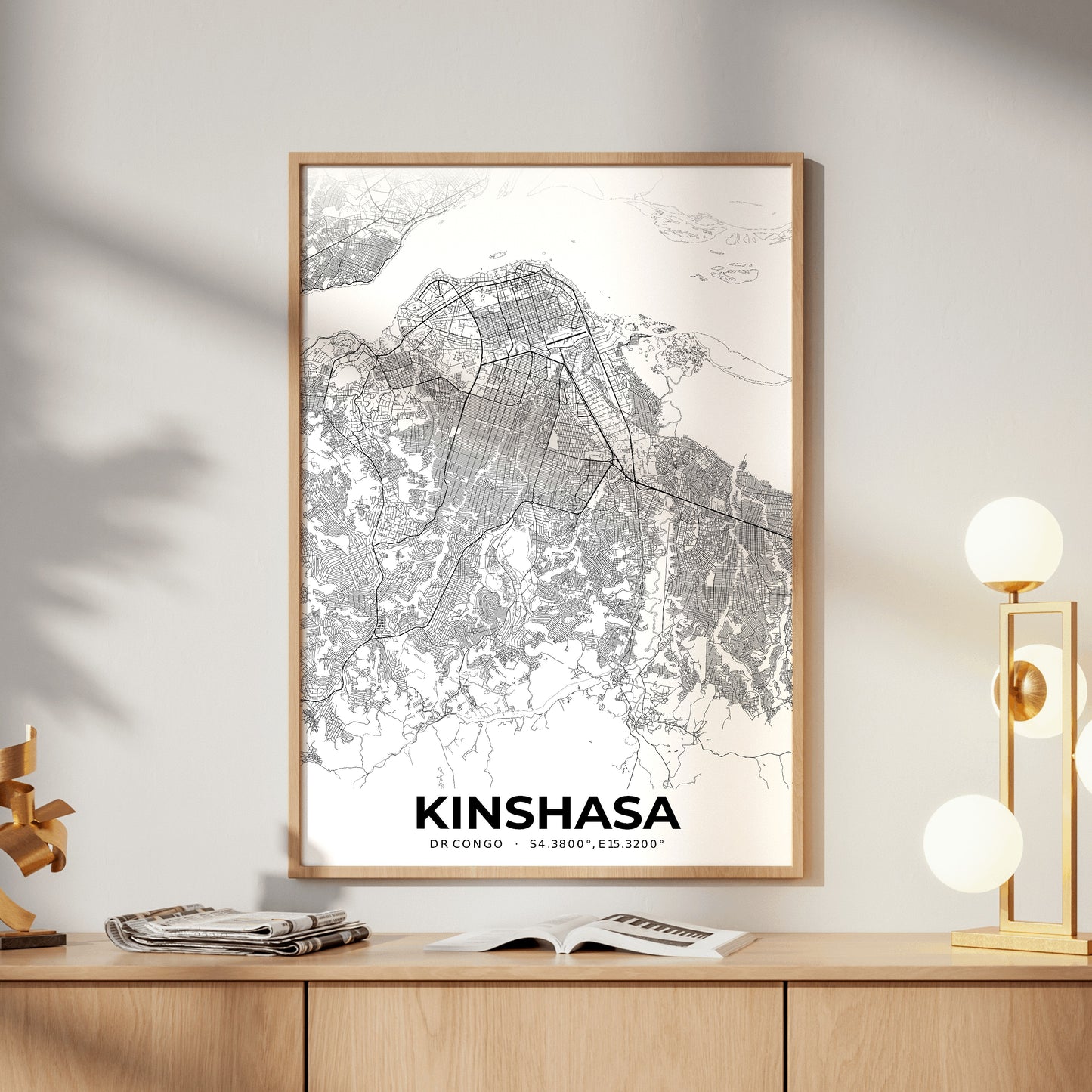 Kinshasa Elegant Map Poster