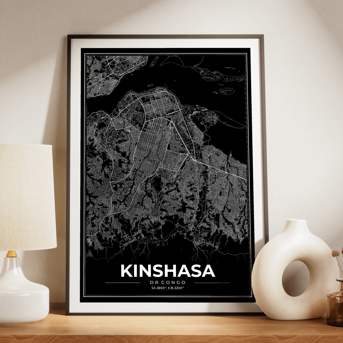 Kinshasa Modern Map Poster