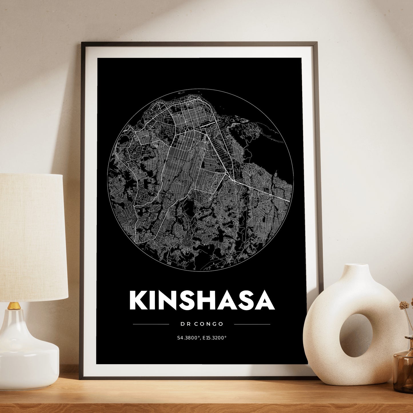 Kinshasa Spot Map Poster