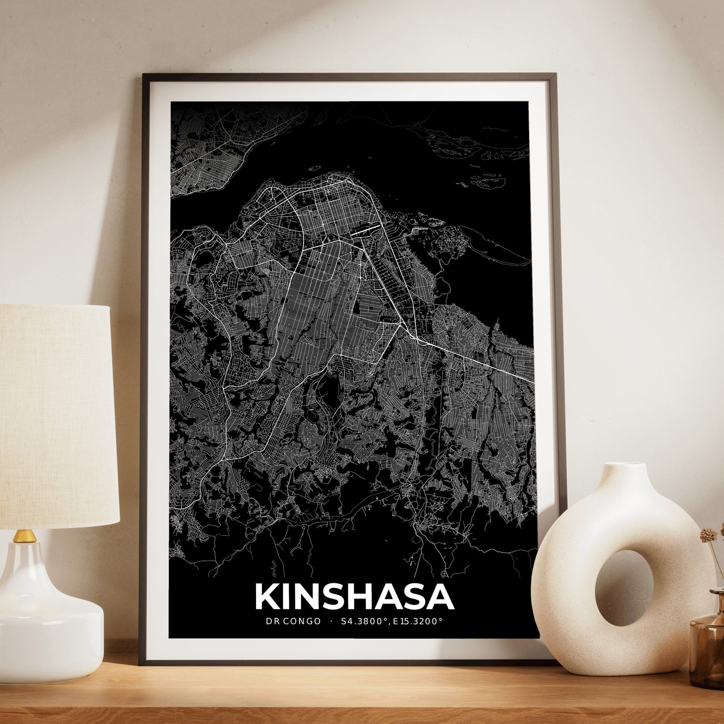 Kinshasa Elegant Map Poster