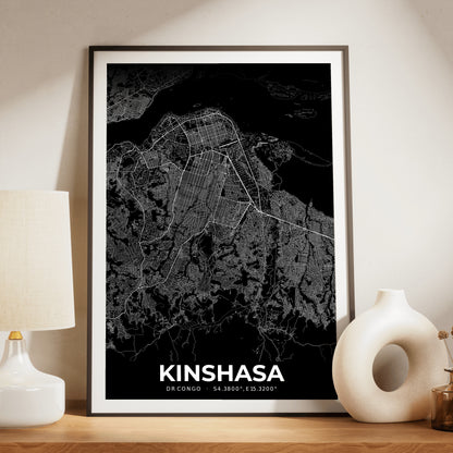 Kinshasa Elegant Map Poster