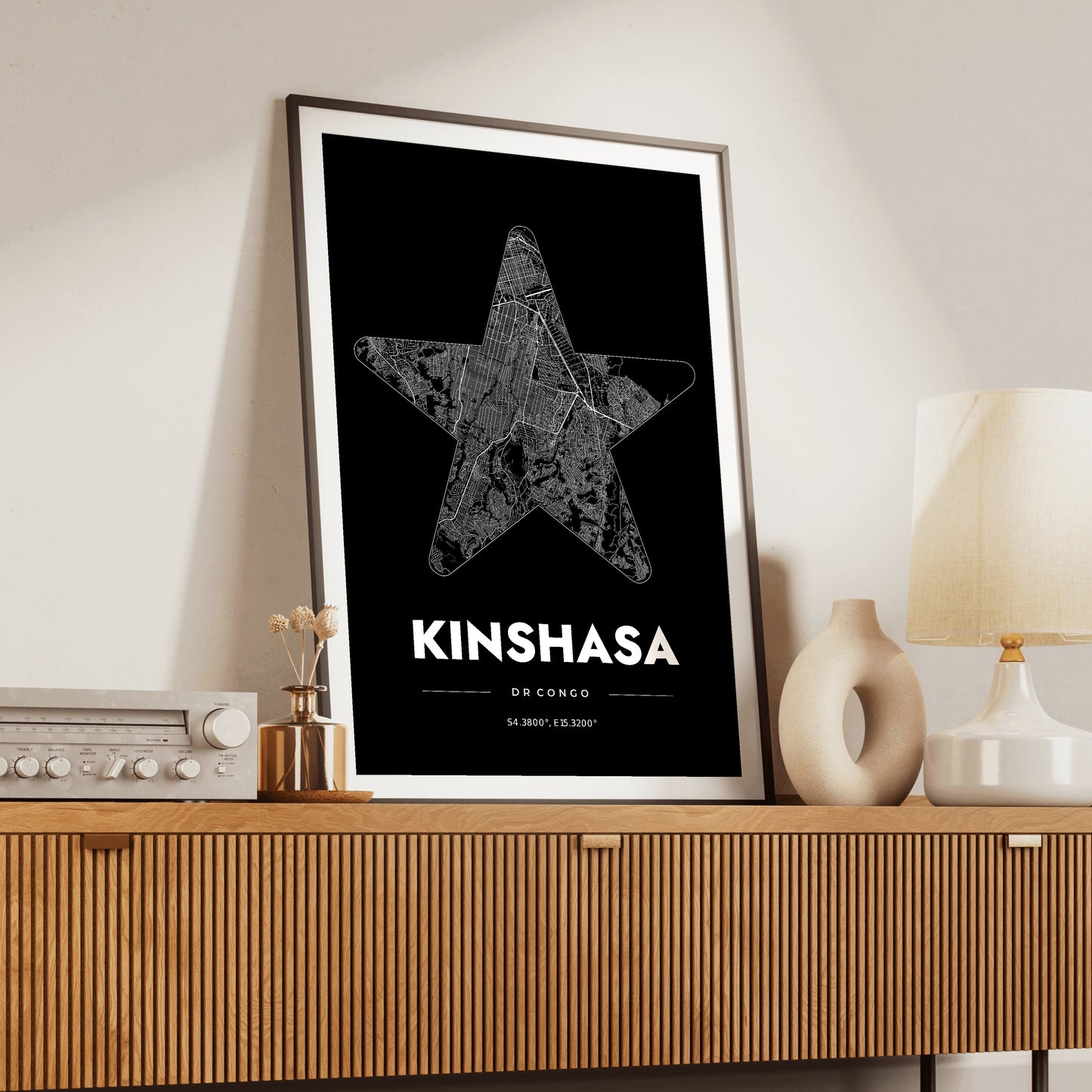 Kinshasa Star Map Poster
