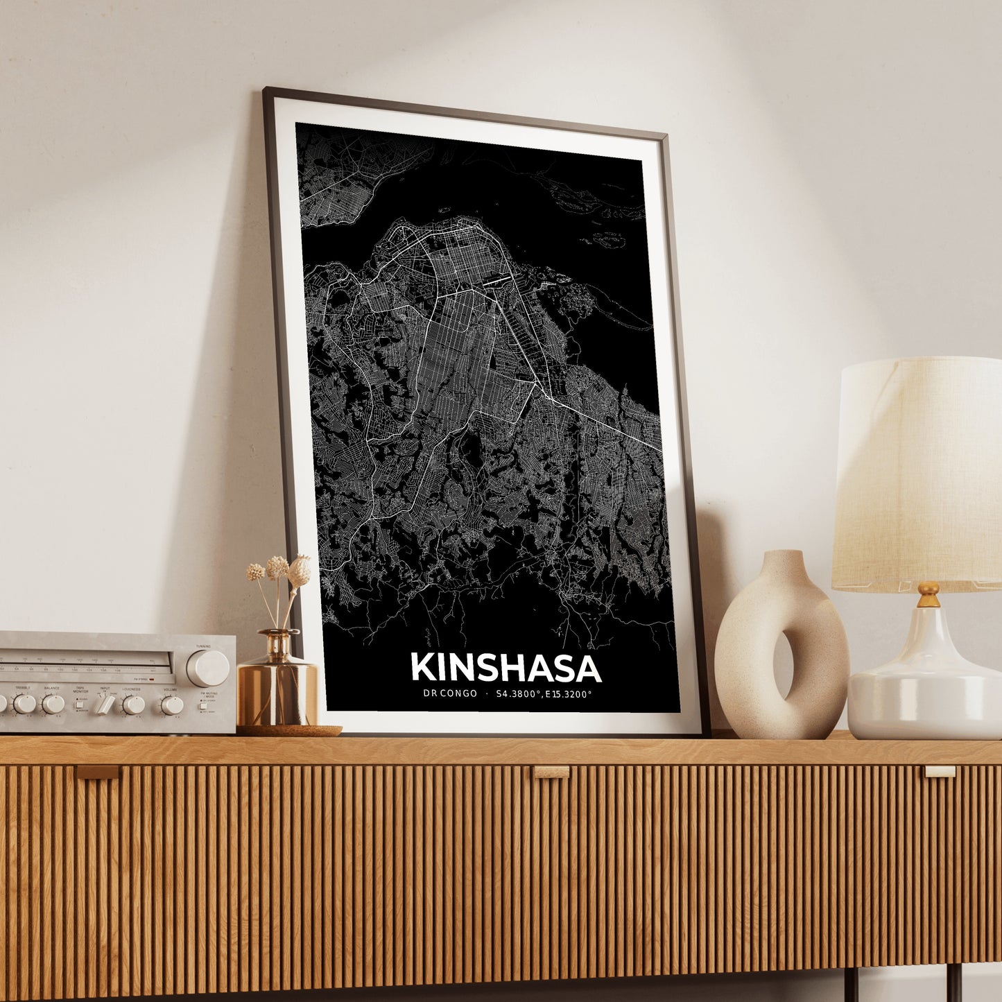 Kinshasa Elegant Map Poster