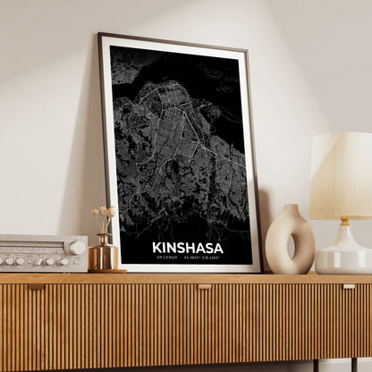 Kinshasa Elegant Map Poster