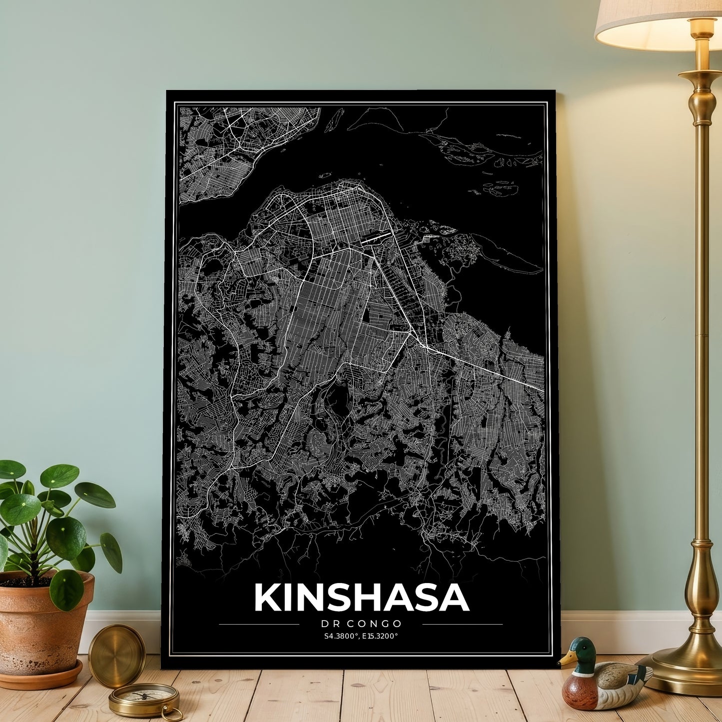 Kinshasa Modern Map Poster