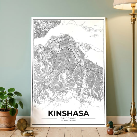Kinshasa Modern Map Poster
