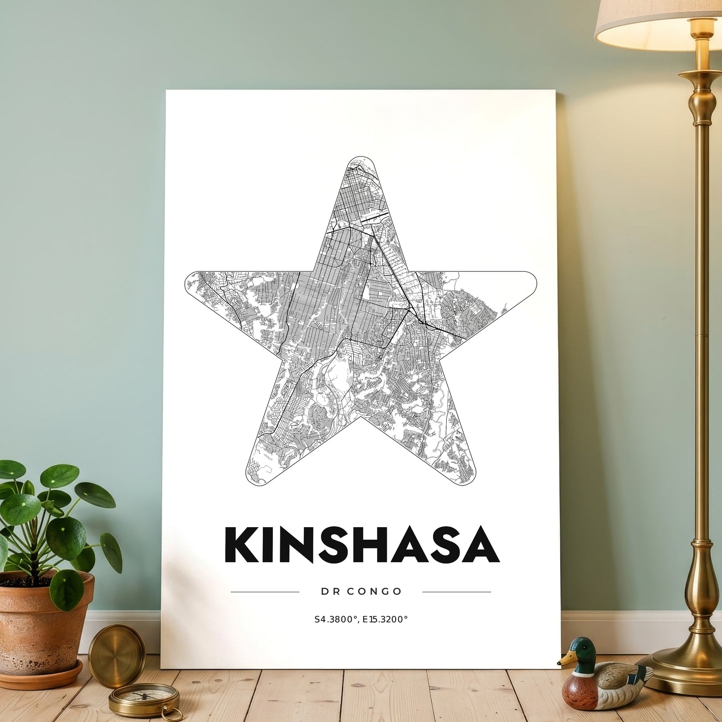 Kinshasa Star Map Poster