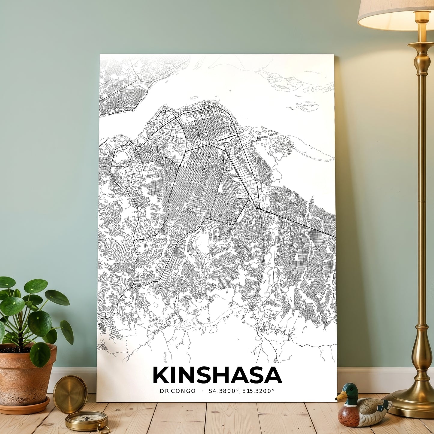 Kinshasa Elegant Map Poster
