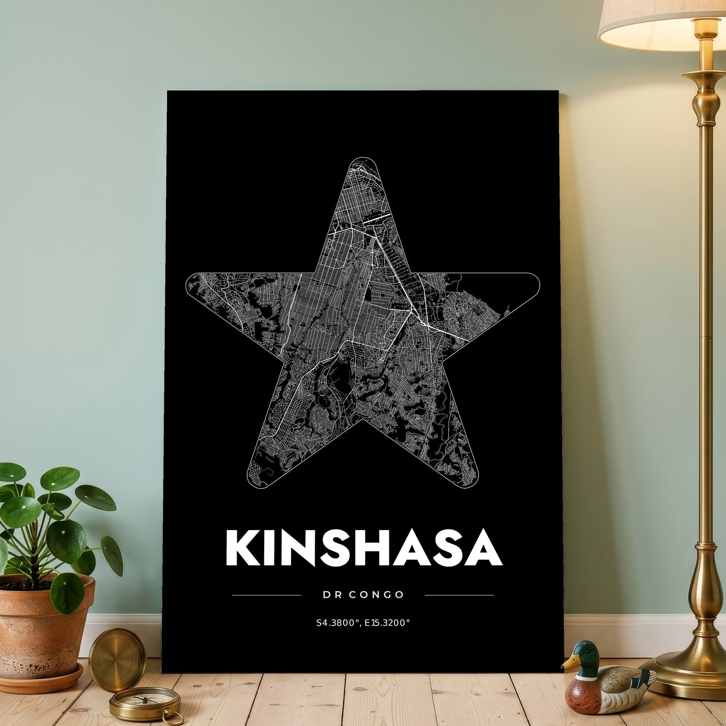 Kinshasa Star Map Poster