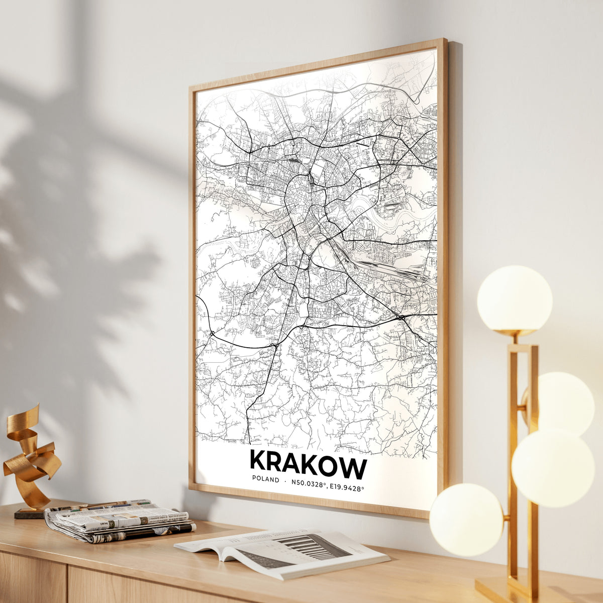 Krakow Elegant Map Poster