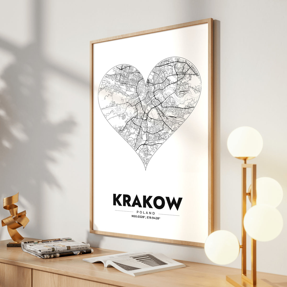 Krakow Heart Map Poster