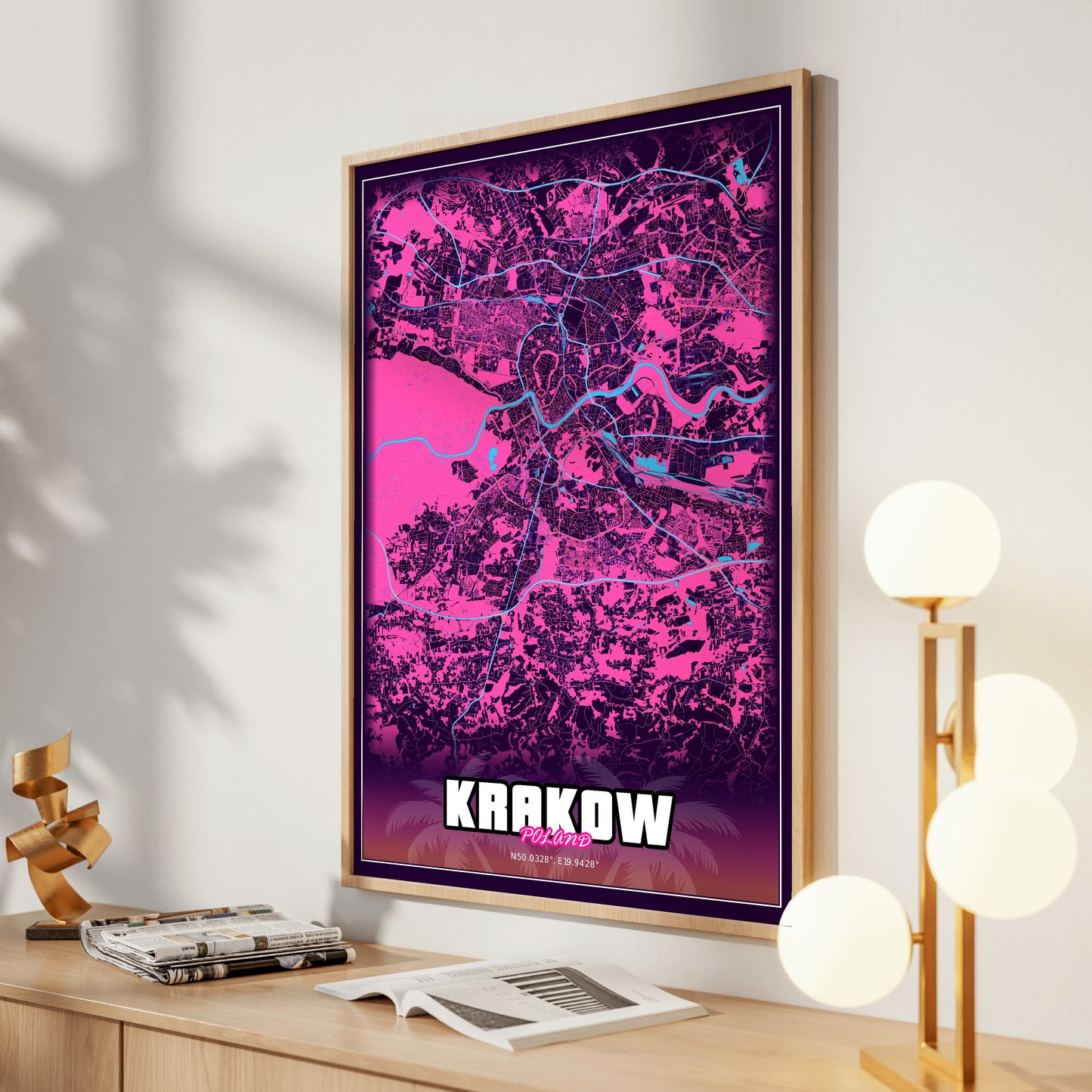 Krakow GTA Map Poster