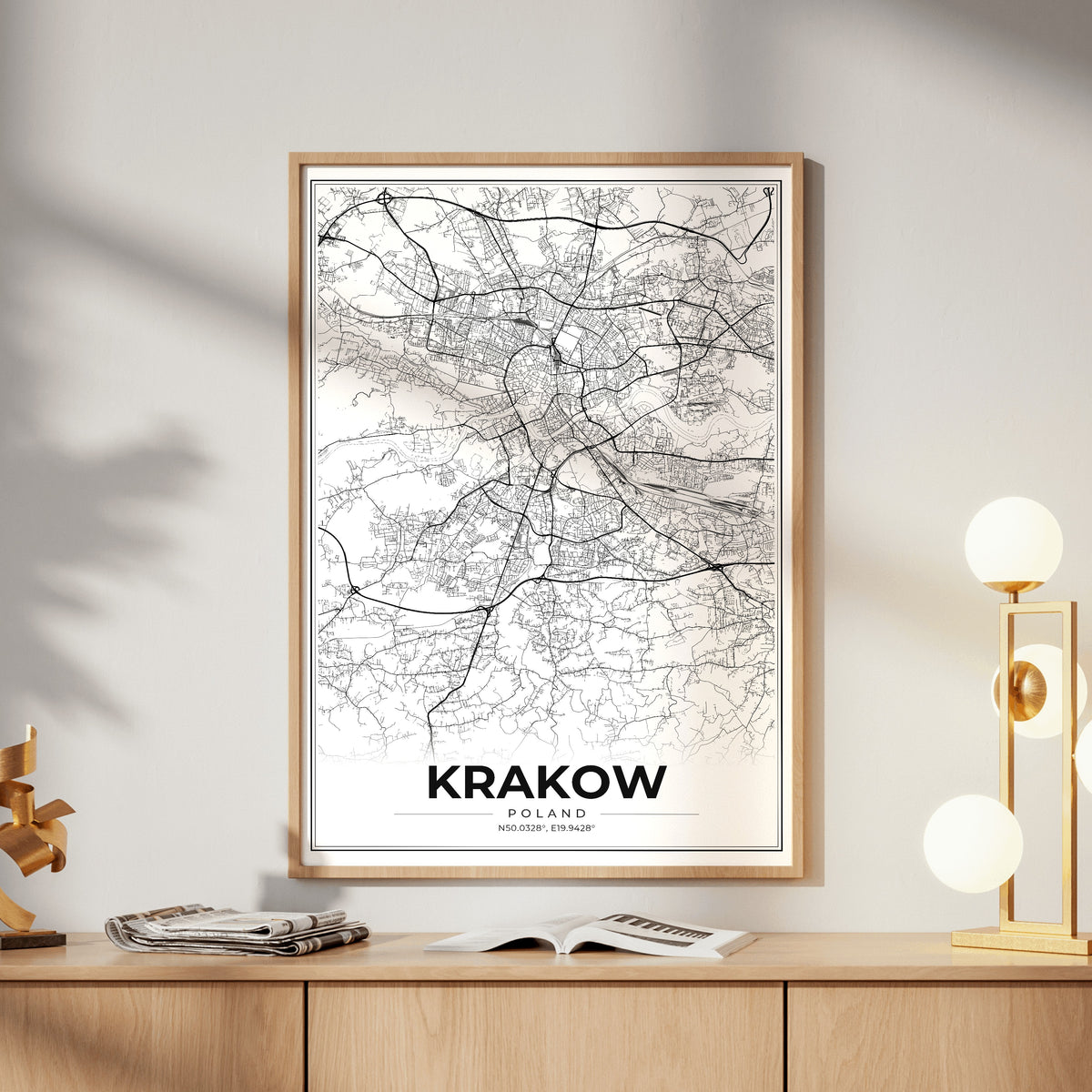 Krakow Modern Map Poster