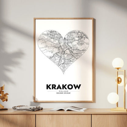 Krakow Heart Map Poster