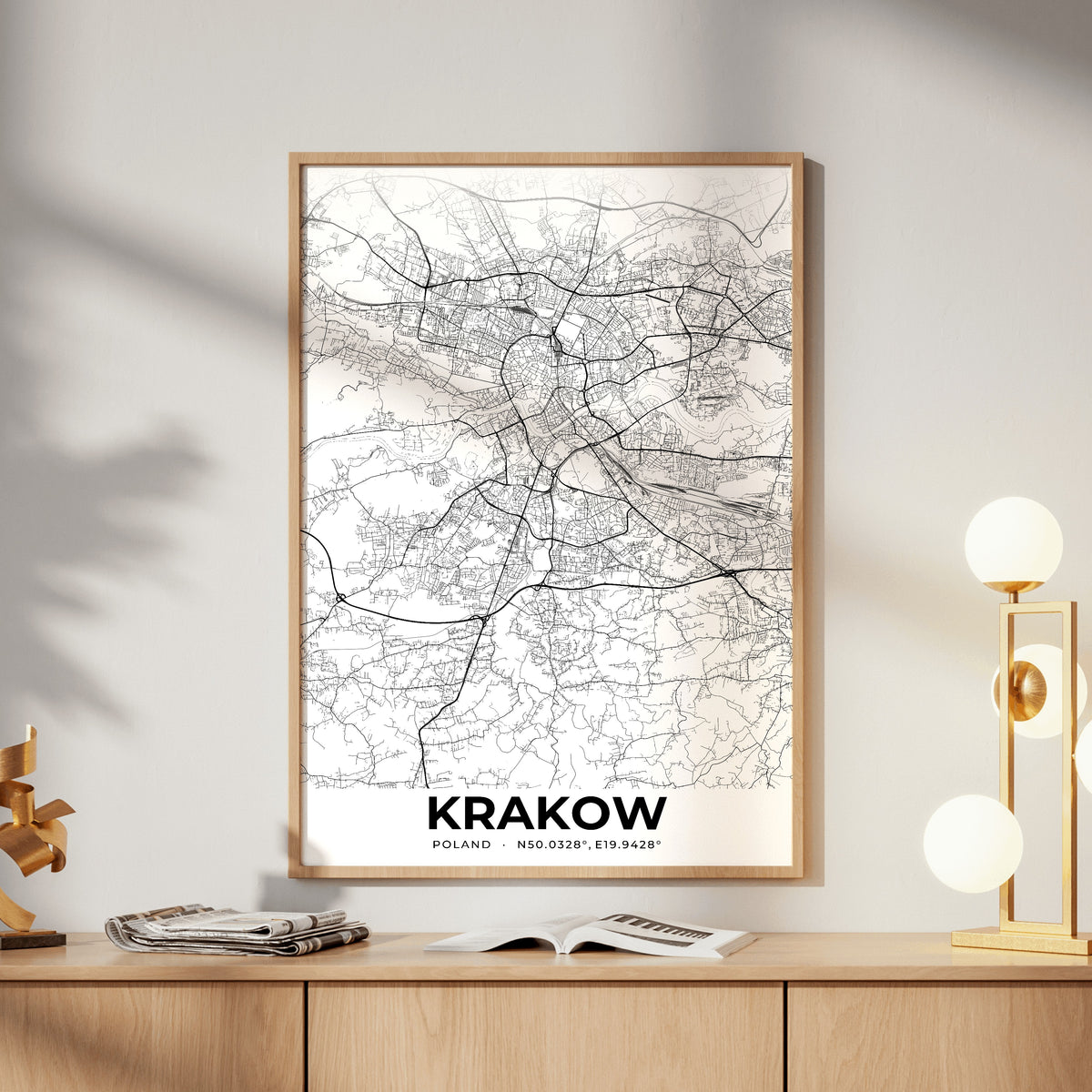 Krakow Elegant Map Poster