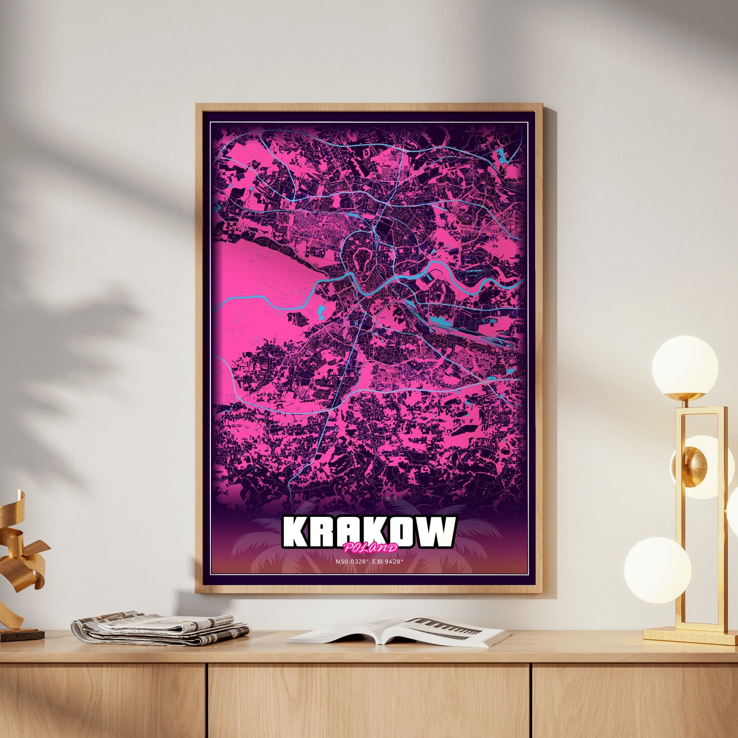 Krakow GTA Map Poster