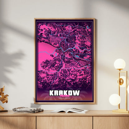 Krakow GTA Map Poster