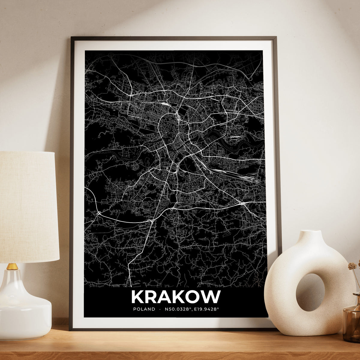 Krakow Elegant Map Poster