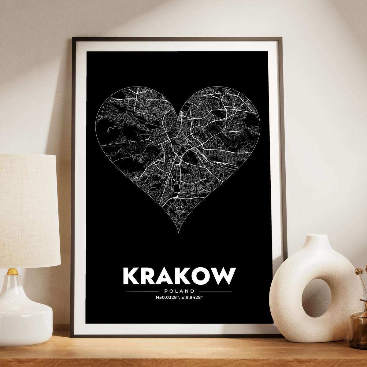 Krakow Heart Map Poster