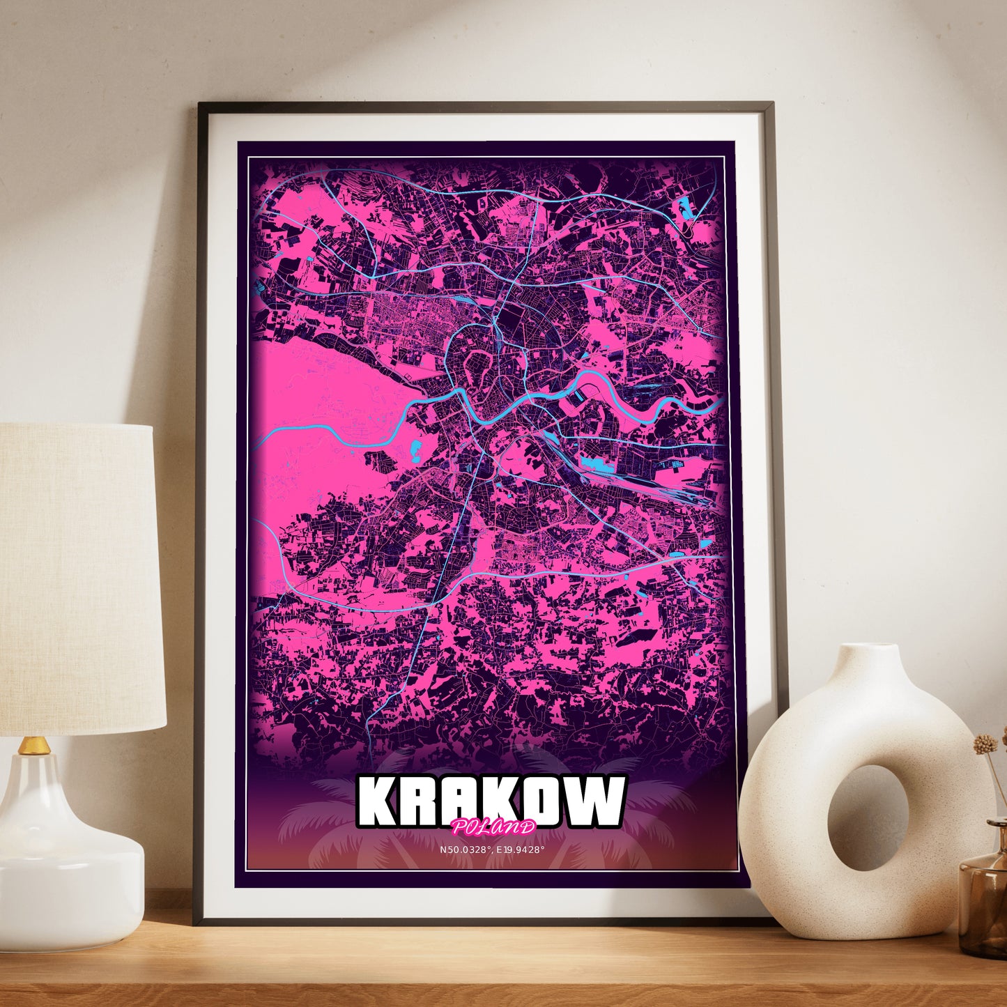 Krakow GTA Map Poster