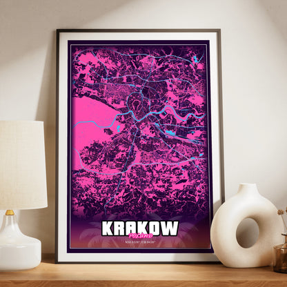 Krakow GTA Map Poster