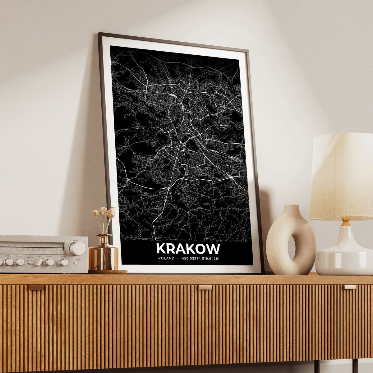 Krakow Elegant Map Poster