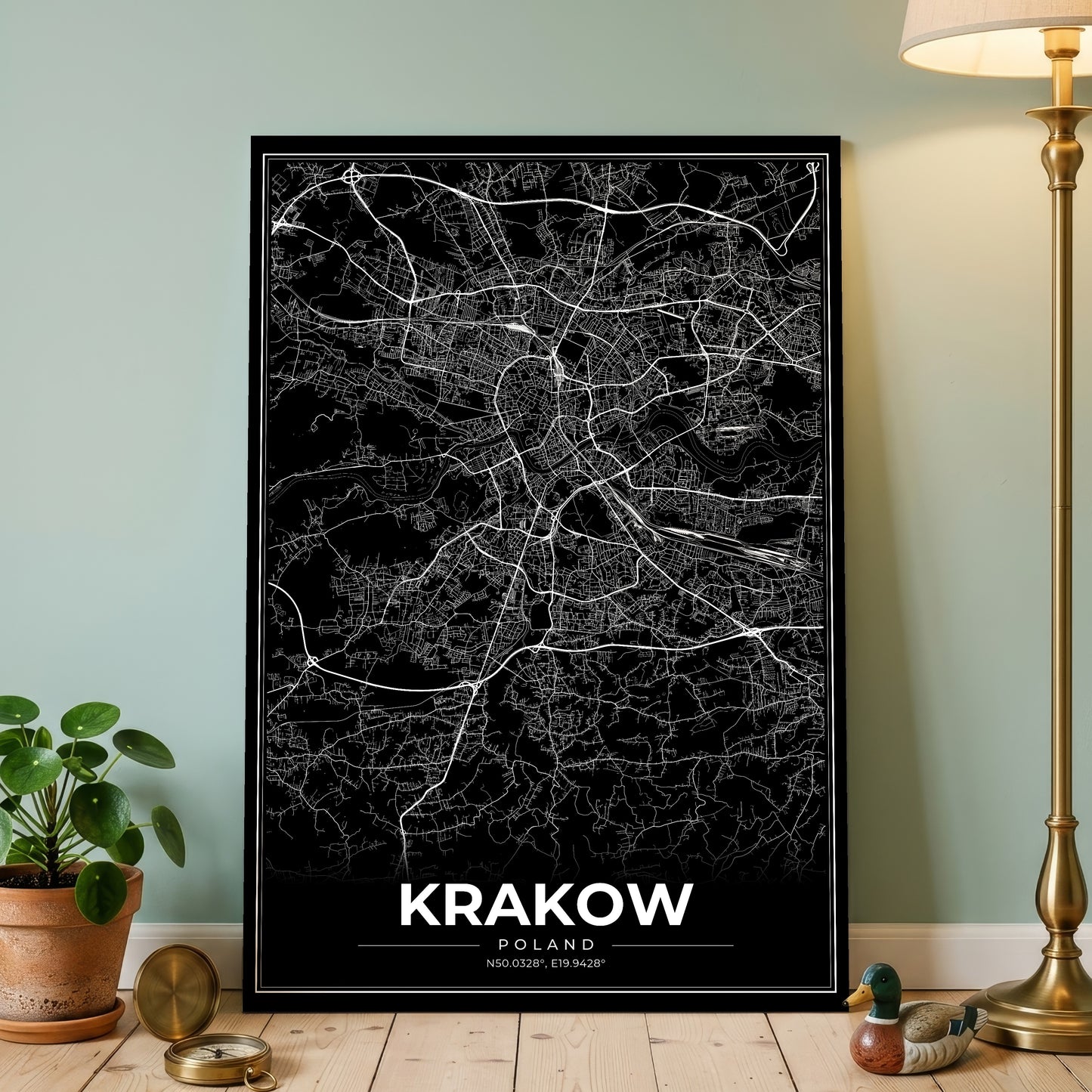 Krakow Modern Map Poster