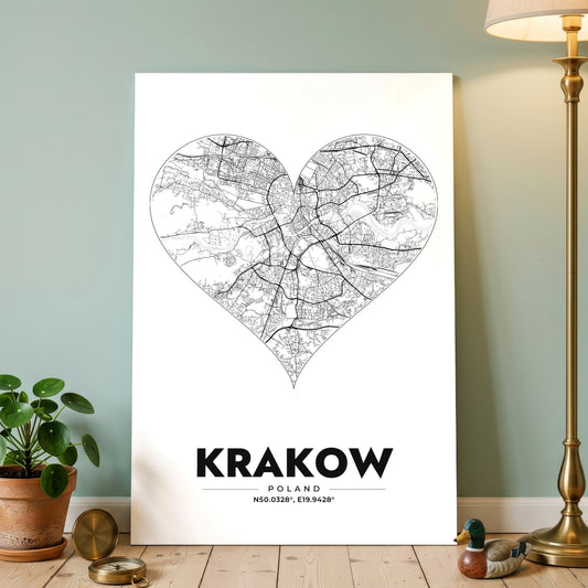 Krakow Heart Map Poster