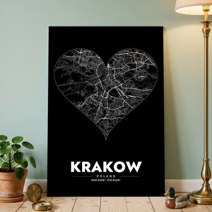 Krakow Heart Map Poster