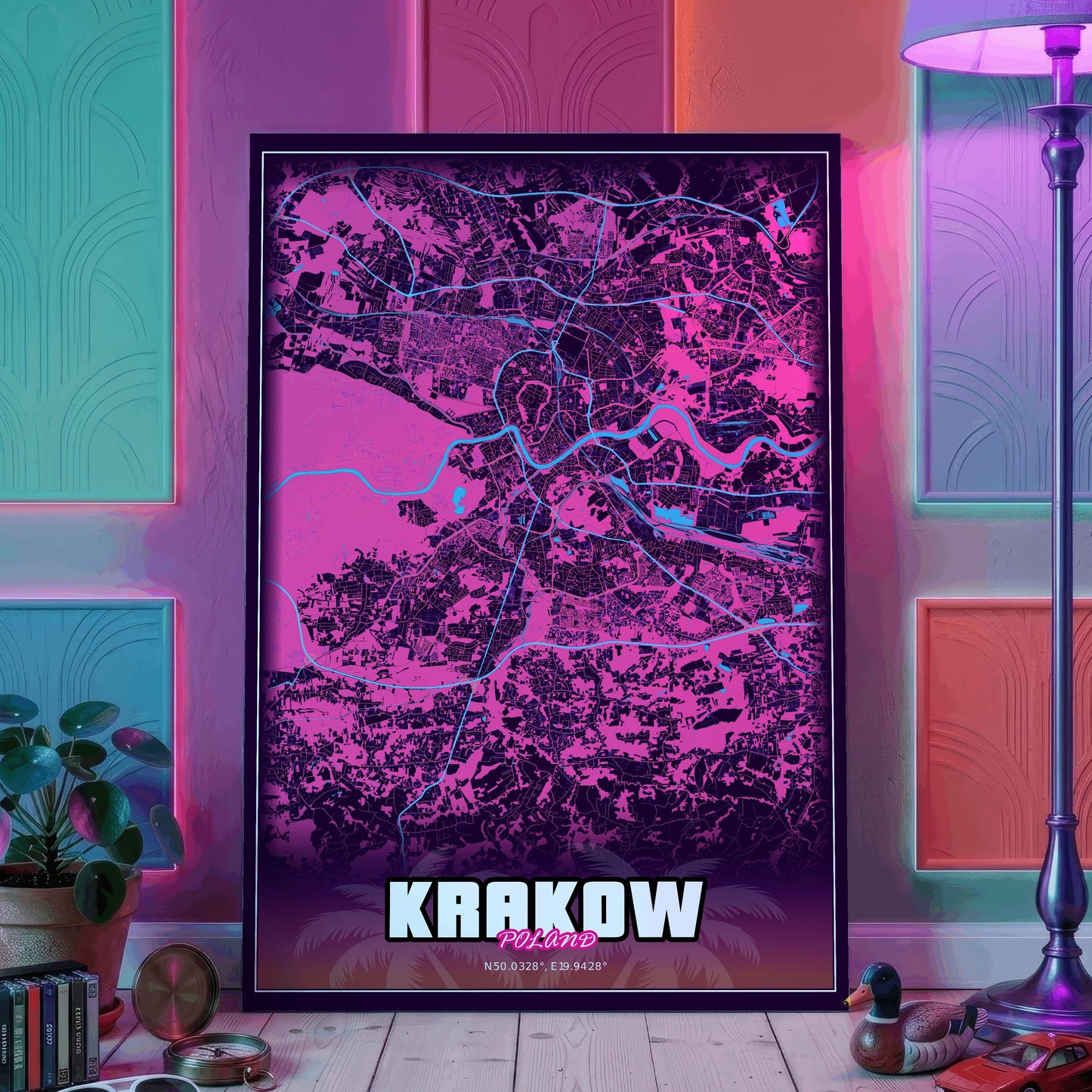 Krakow GTA Map Poster