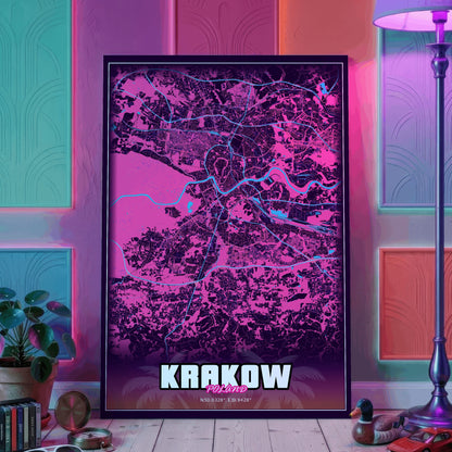 Krakow GTA Map Poster