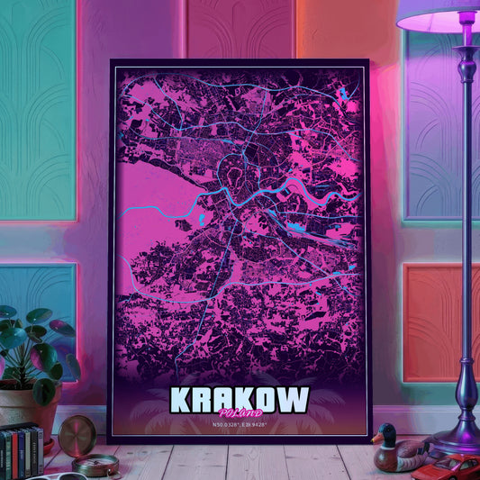 Krakow GTA Map Poster