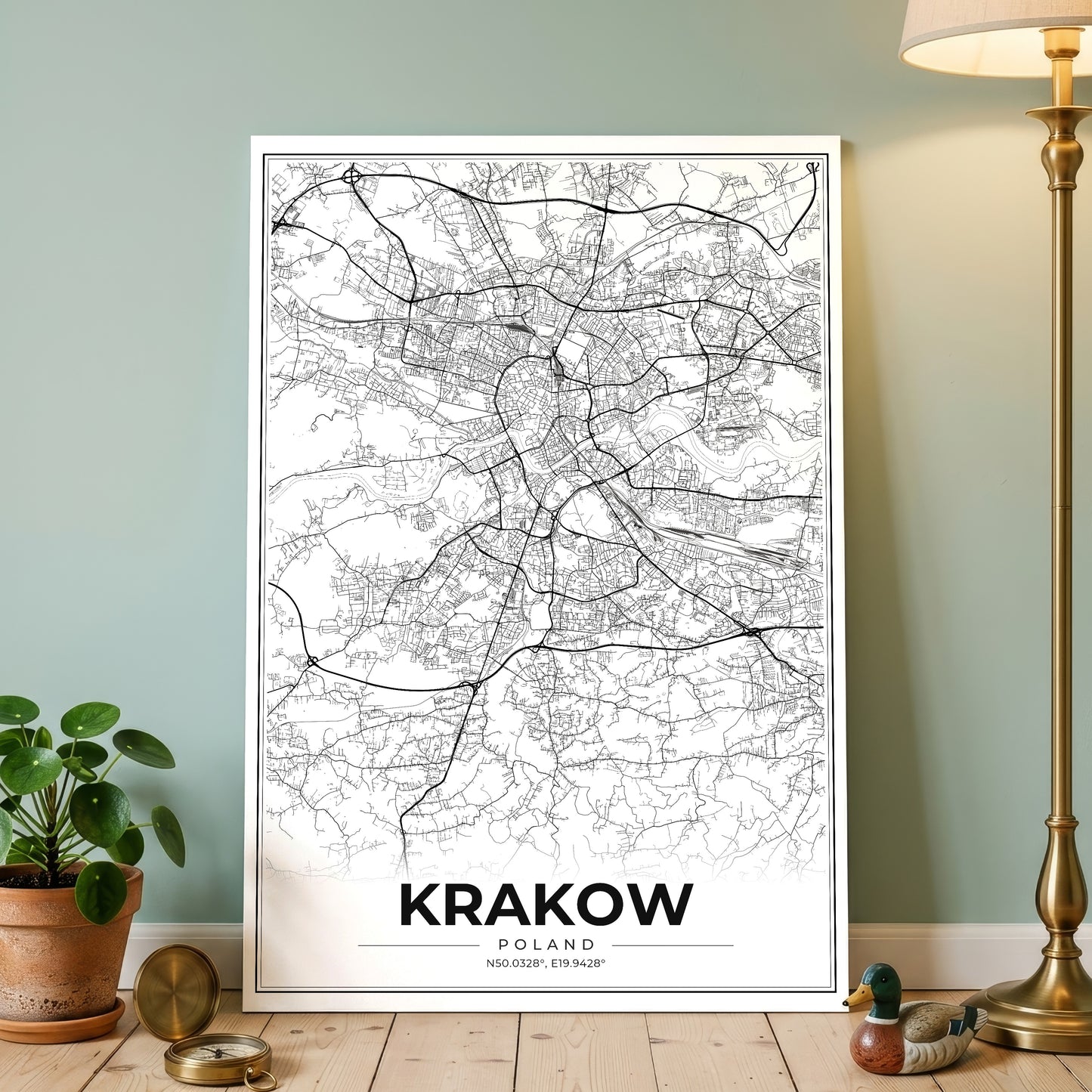 Krakow Modern Map Poster