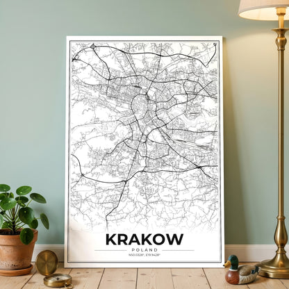 Krakow Modern Map Poster