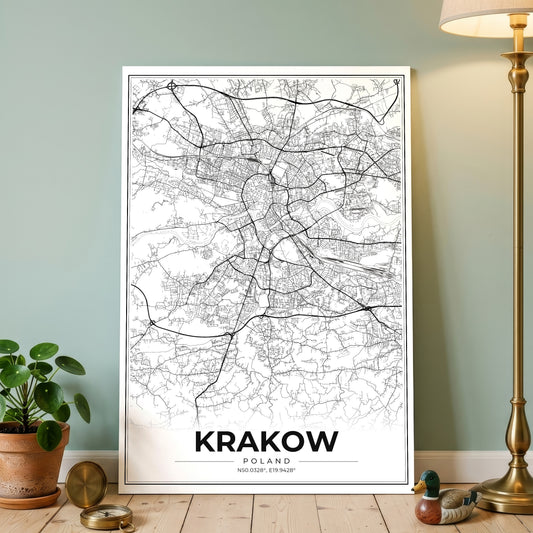 Krakow Modern Map Poster