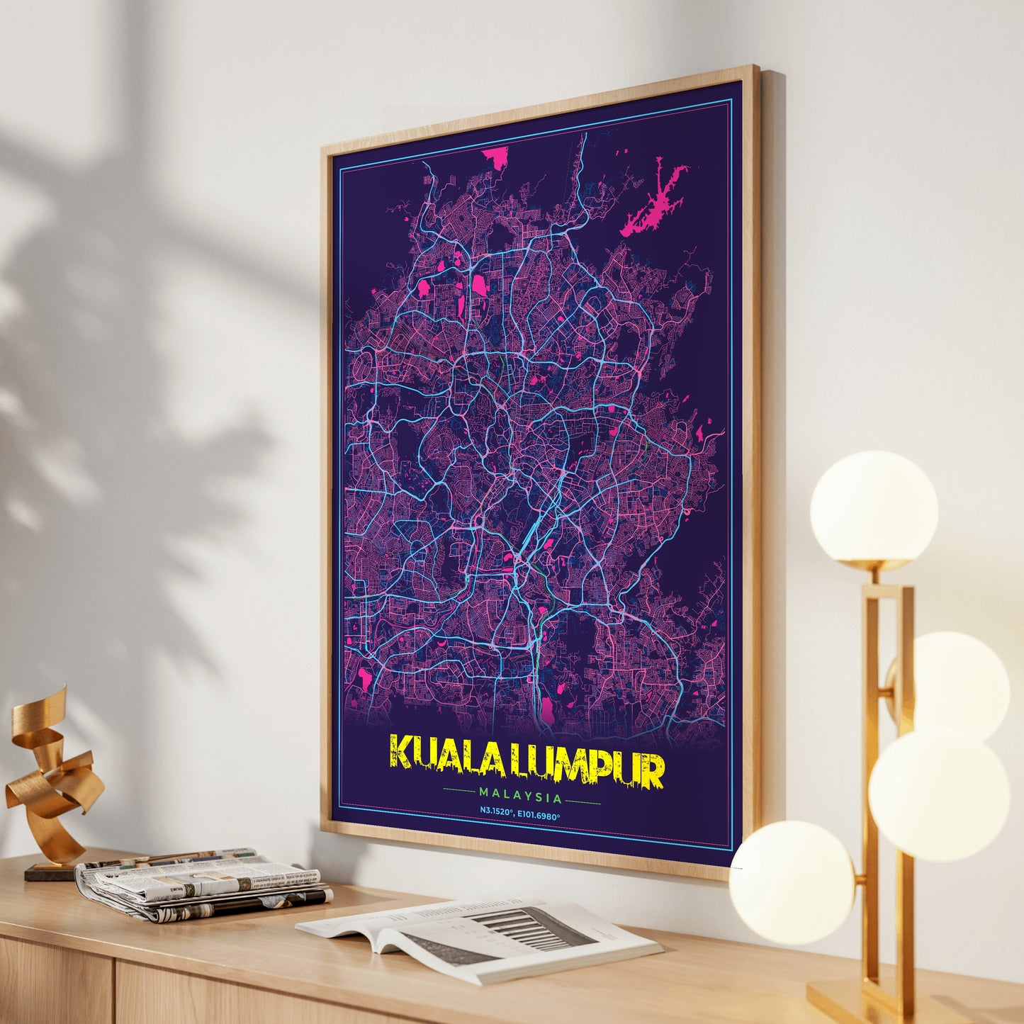 Kuala Lumpur Cyberpunk Map Poster