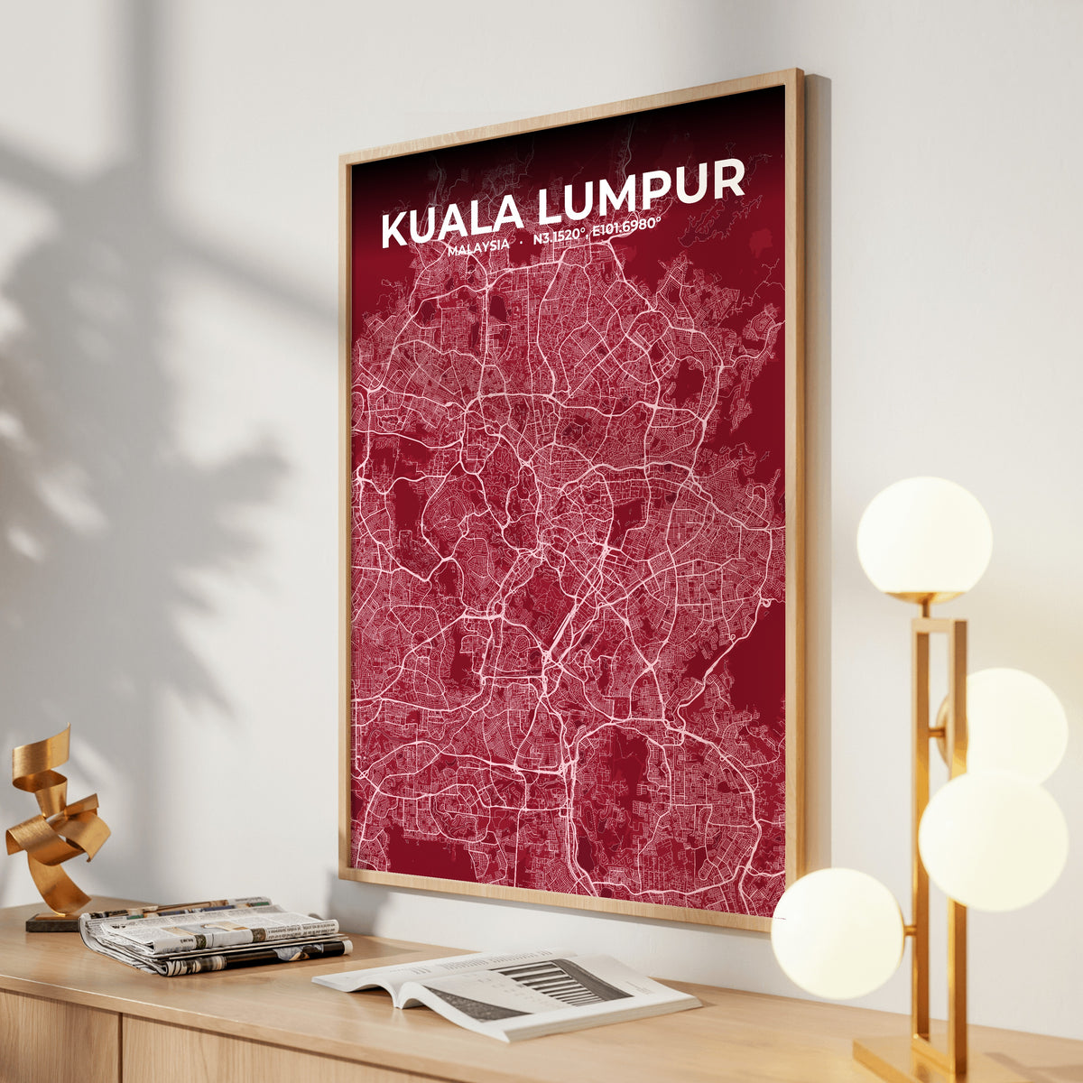 Kuala Lumpur Garnet Map Poster