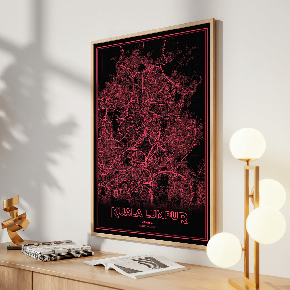Kuala Lumpur Phosphor Map Poster - System Alert