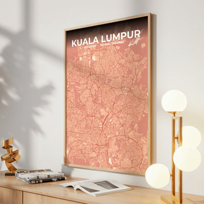 Kuala Lumpur Blush Map Poster