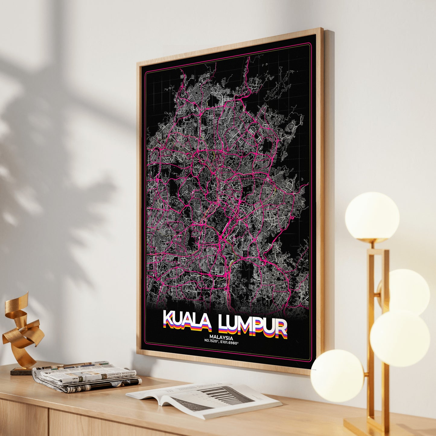 Kuala Lumpur Retro Map Poster