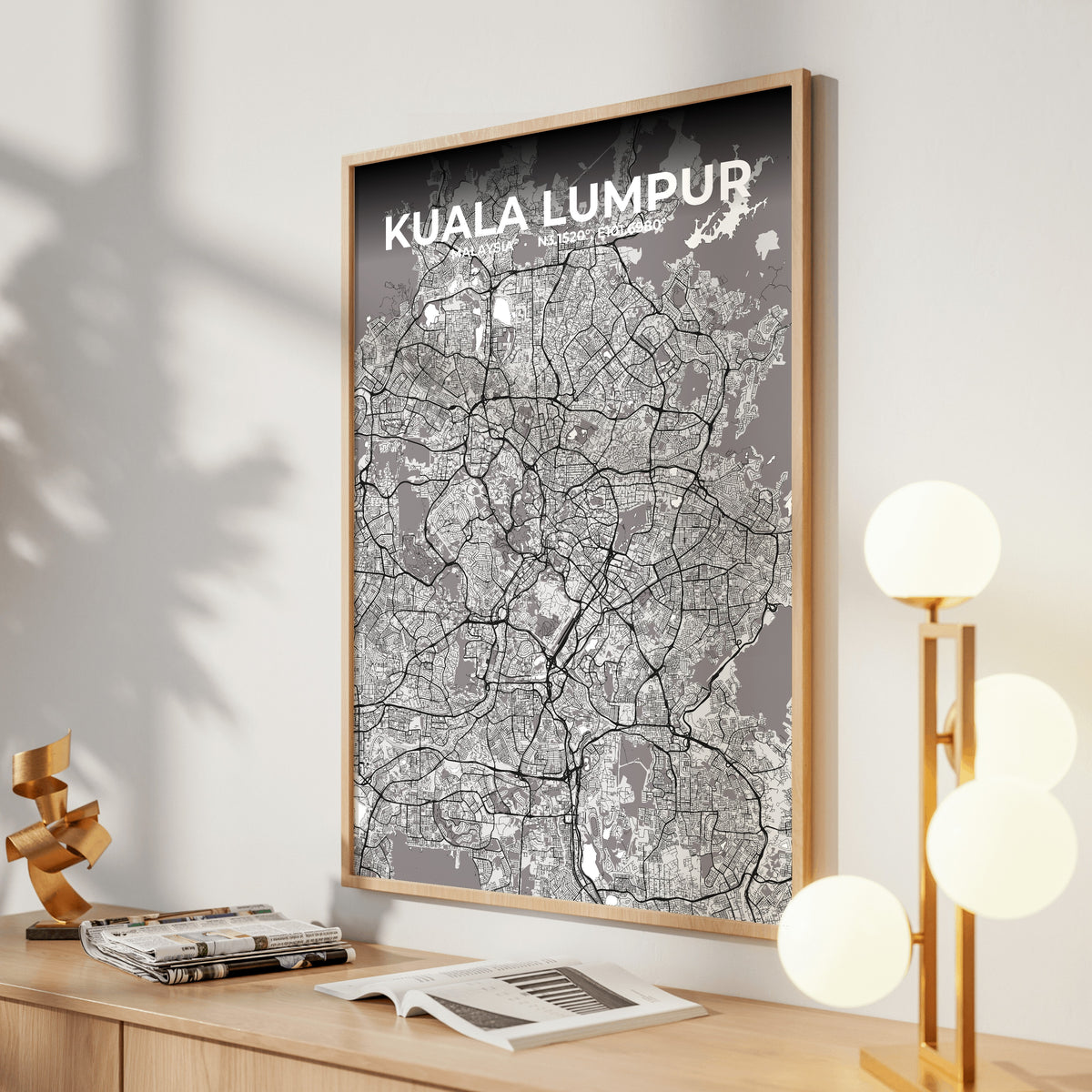 Kuala Lumpur Ash Map Poster