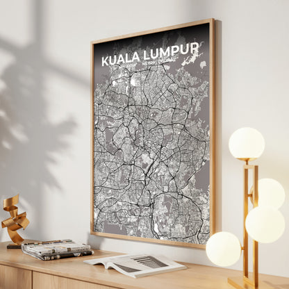 Kuala Lumpur Ash Map Poster