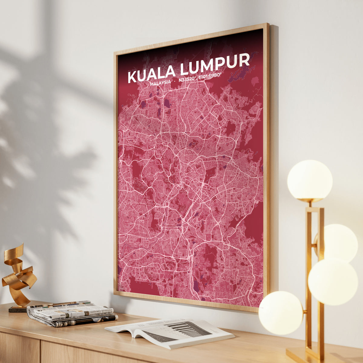 Kuala Lumpur Scarlet Map Poster