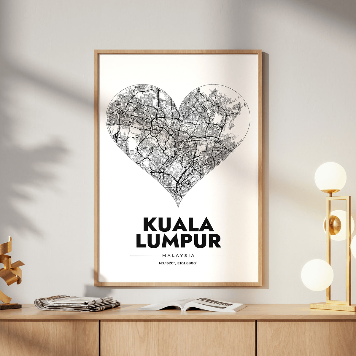 Kuala Lumpur Heart Map Poster