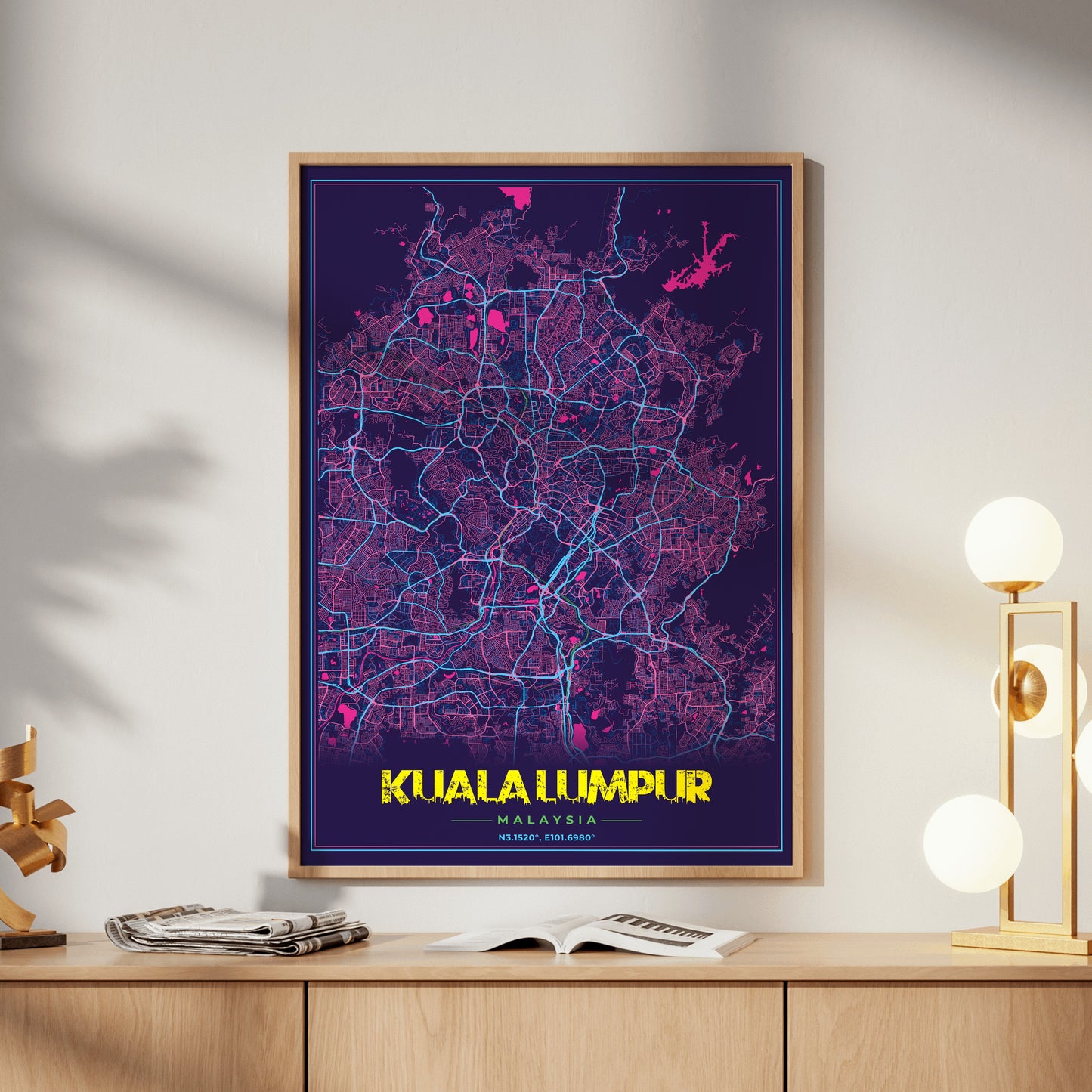 Kuala Lumpur Cyberpunk Map Poster