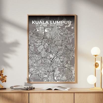 Kuala Lumpur Ash Map Poster
