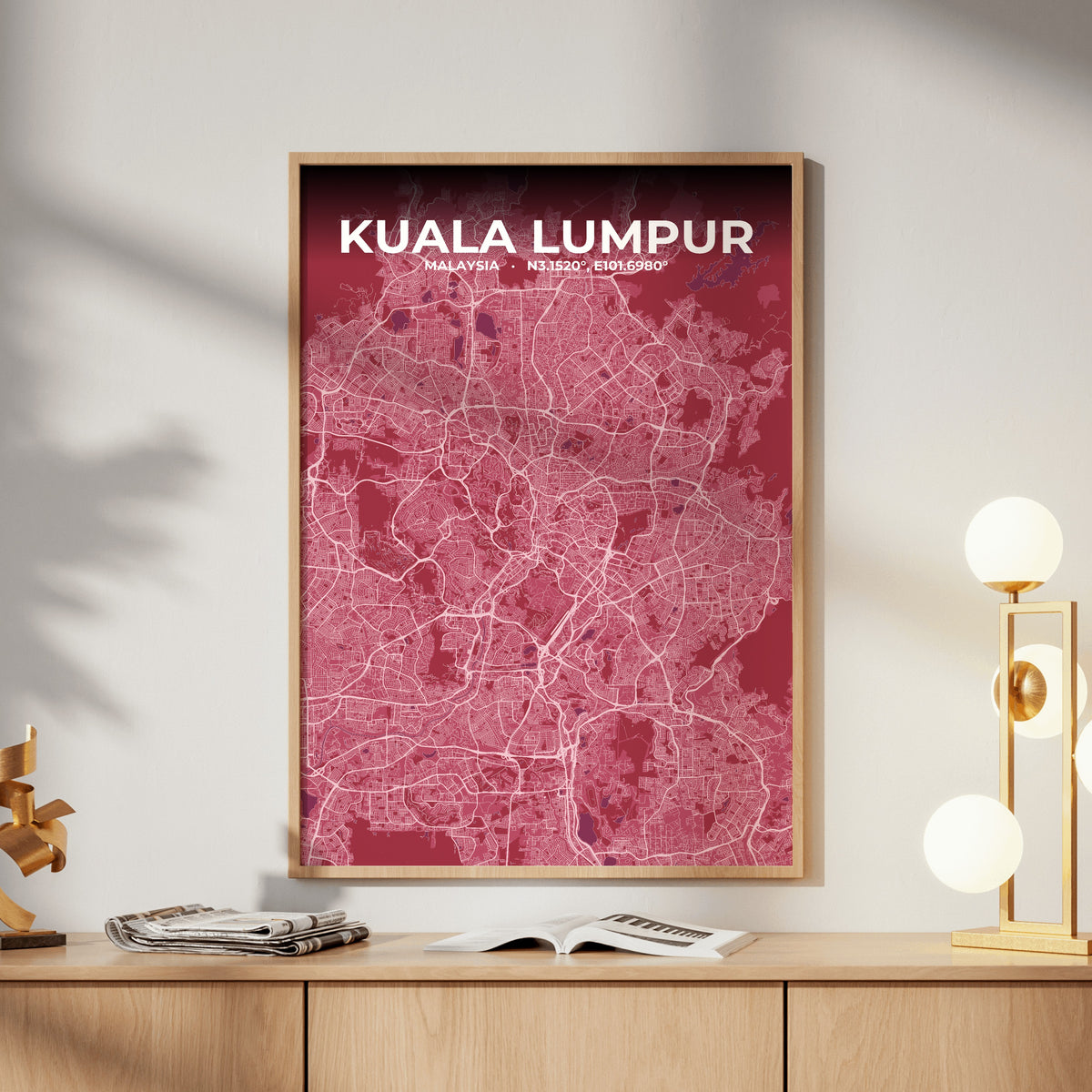 Kuala Lumpur Scarlet Map Poster